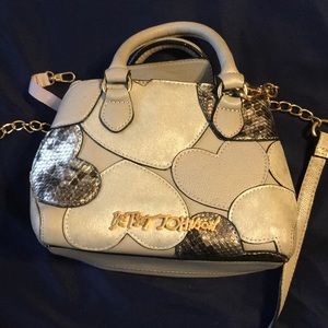 Betsey Johnson Silver Heart mini purse